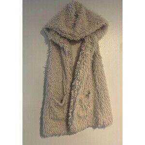 ASHLEY BY 26 Intl Women's Jacket Sherpa Fleece Long Sleeveless Open Front XL